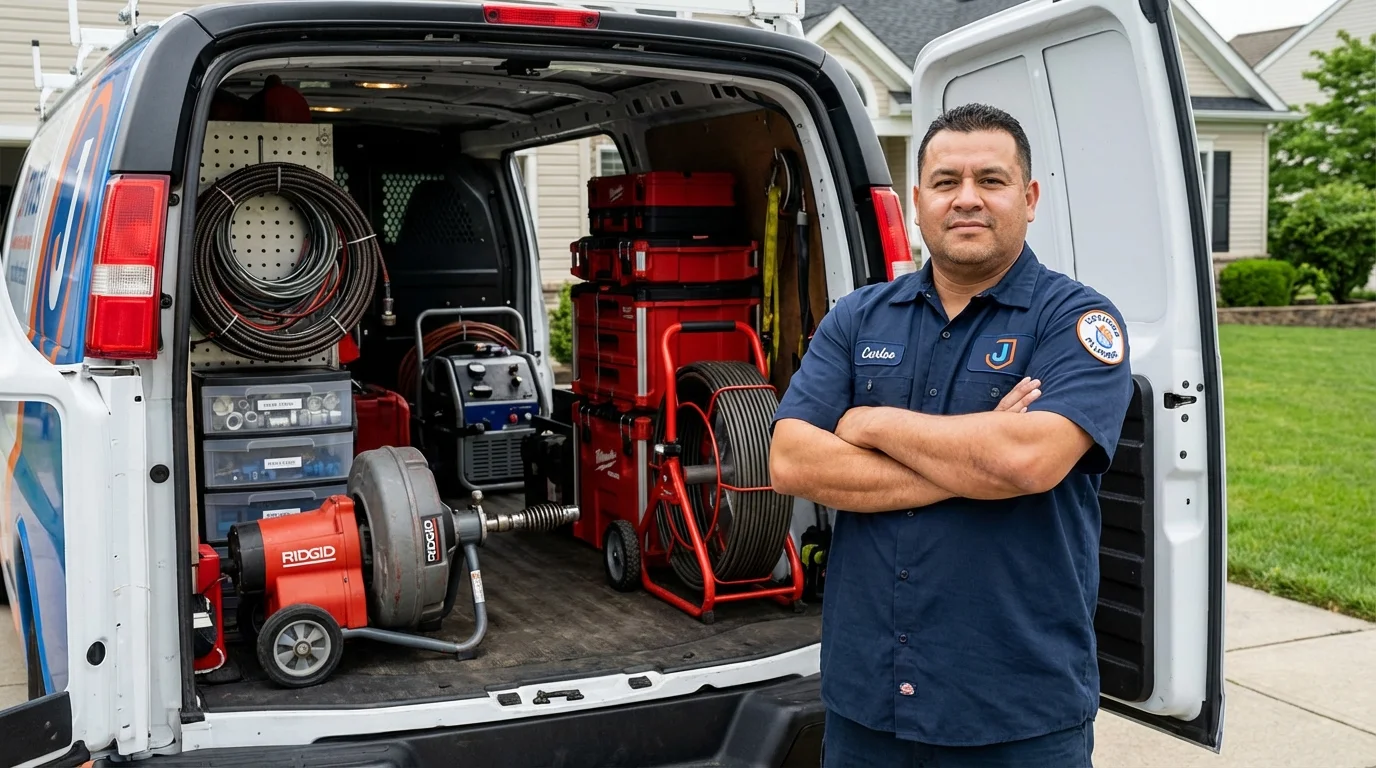 Professional drain cleaning equipment and Johns Plumbing LLC plumber in Grinnell