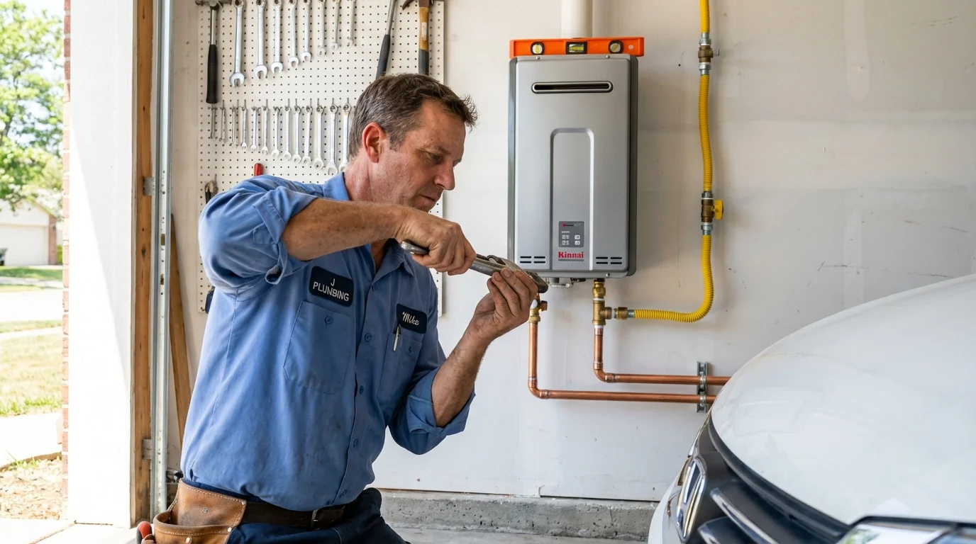 Tankless water heater installation by a Johns Plumbing LLC plumber in Grinnell